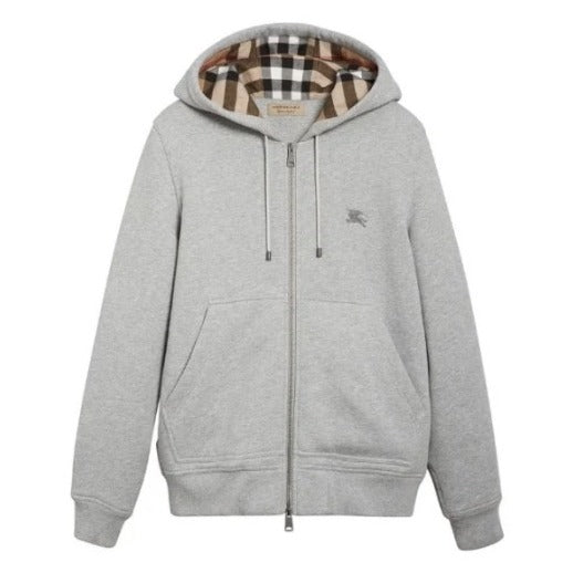 Burberry Hove Check Embroidered Logo Zip-up Hoodie